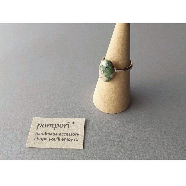 天然石のリング（グリーン×ベージュ）6type