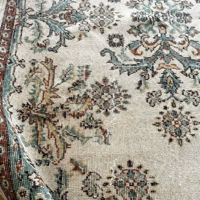 117×214 エメラルドグリーンメダリオンボタニカルトルコヴィンテージラグ