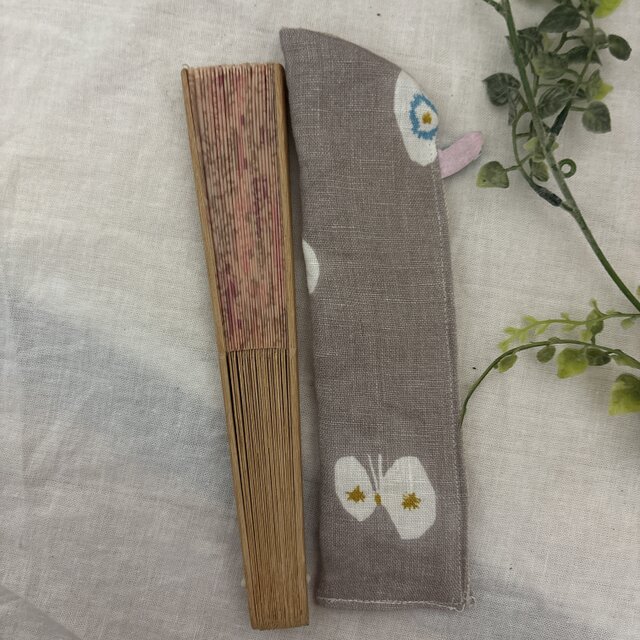 ★ハンドメイド★ ★★ ミナペルホネンリネン蝶々扇子ケース★箸入れ★箸袋★1点のみB