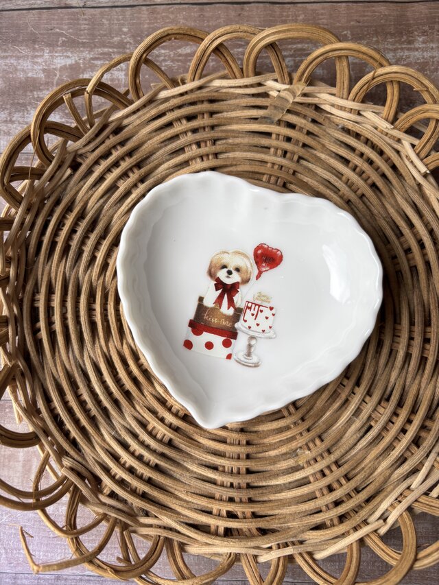 シーズー　ハート皿