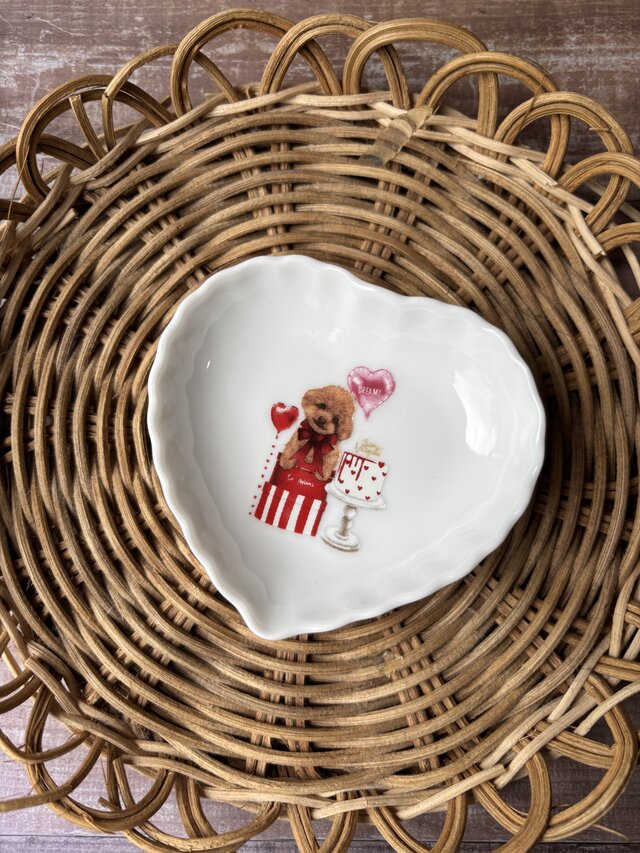 トイプードル　ハート皿