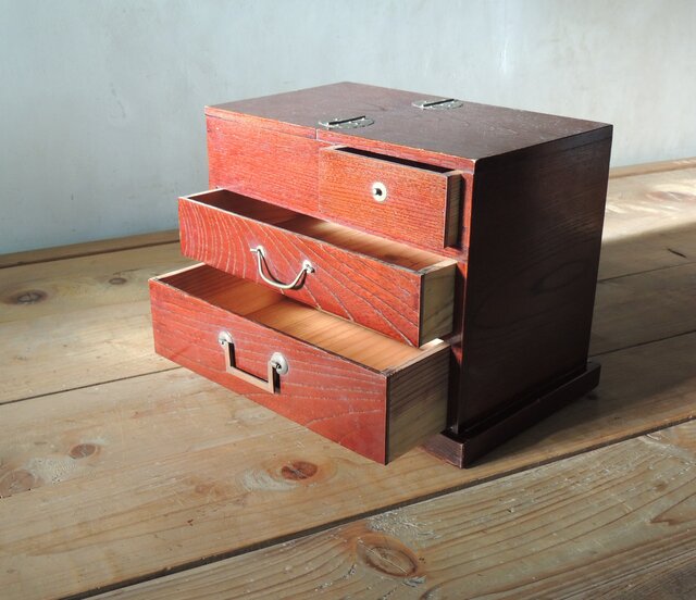 アンティーク小引き出し / 裁縫箱 漆研ぎ出し仕上げ アンティーク小