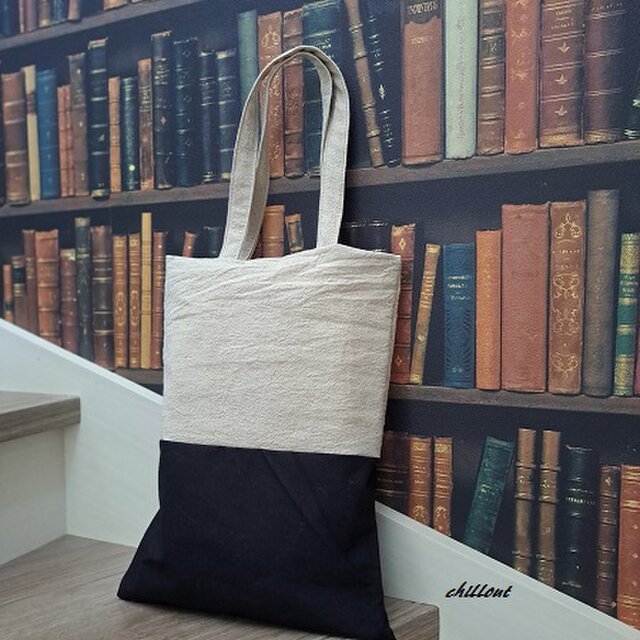 【sale】【リネントートバッグ】リネン×ブラック【0855】