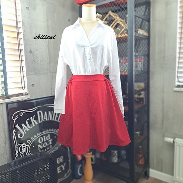 【sale】【フレアスカート】レッド【0731】