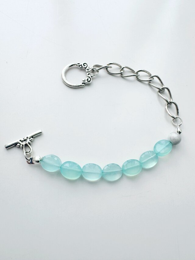 シーブルーカルセドニーとシルバーチェーンのハーフブレス