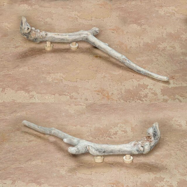 流木 ドアハンドル ドアノブ 取手 長さ67cm 曲がり×うろ 白 #2 流木