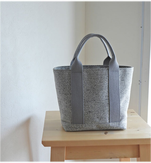 キャンバスシンプルトート　ミニ　スウェットのような ” ごましお（ライト） ”