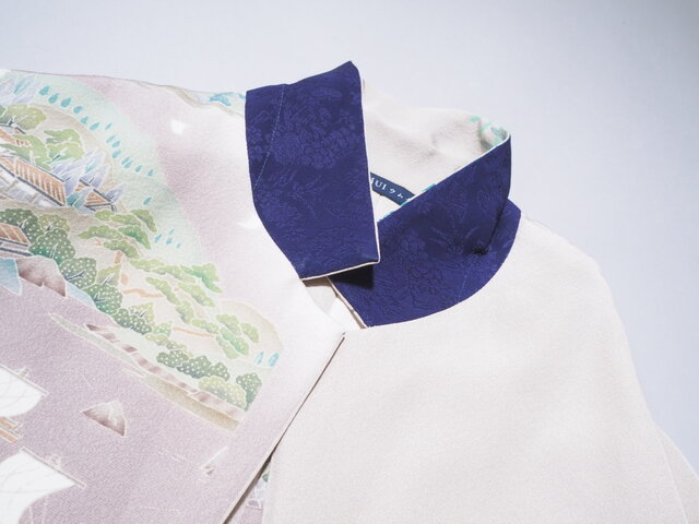 着物　リメイク　正絹紬　ジャケット　ノーカラー　シャツジャケット 着物 リメイク 正絹紬 ジャケット ノーカラー シャツジャケット