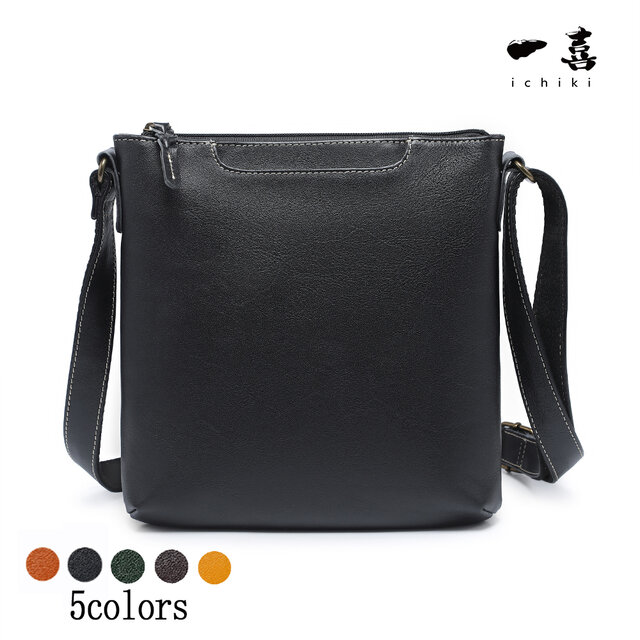 ショルダーバッグ 本革レザー 肩掛け 縦型 高品質　メンズ　手作り ポシェット　お出かけ　通学通勤　ブラック　W19