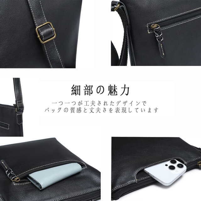 ショルダーバッグ 本革レザー 肩掛け 縦型 高品質 メンズ 手作り