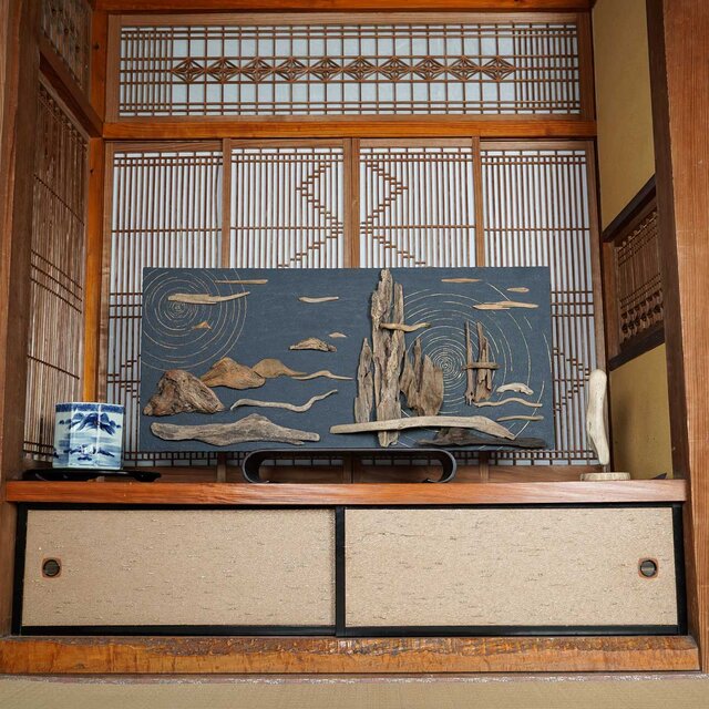 流木アートで 大自然の風景をあなたのお部屋に 流木で描く山水画 流木