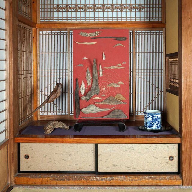 流木アートで 大自然の風景をあなたのお部屋に　流木で描く山水画 流木アート 壁装飾　１６