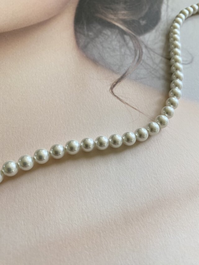 真珠 ネックレス 一連 ホワイト 普段使いのガラスパール一連ネックレス 6mmホワイト 45cm | iichi
