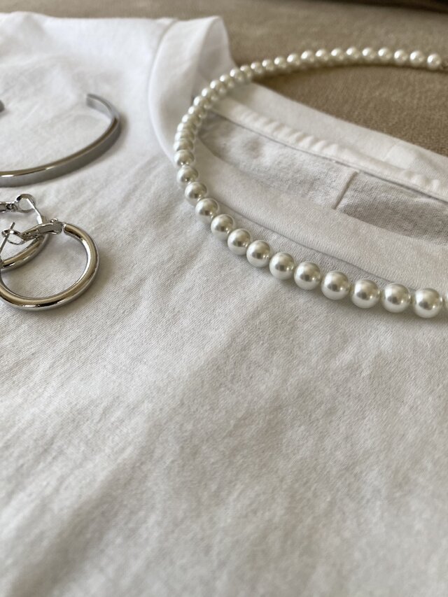 普段使いのガラスパール一連ネックレス 6mmホワイト 45cm | iichi 普段使いのガラスパール一連ネックレス 6mmホワイト 45cm | iichi