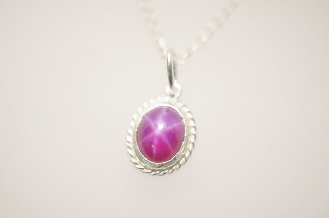 ロープ ペンダント シルバー925 シンセティックスタールビー 2.21ct 