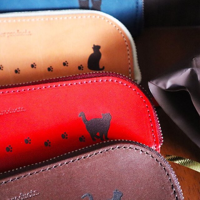 猫デザイン50種 栃木レザー メガネケース or ペンケース 名入れ