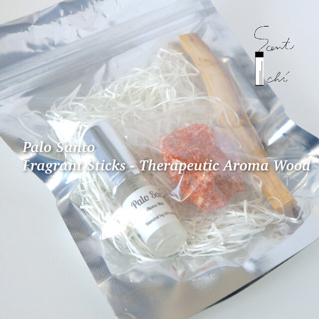 ＜馨る森の息吹＞ペルー産パロサントスティック＆原石ゴールデンサンストーン（ラフロック）＆芳香ミストセット