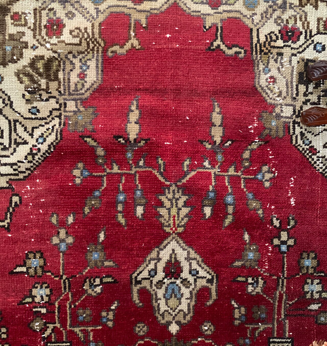 超大判 267×125 深みレッド メダリオン トルコヴィンテージラグ