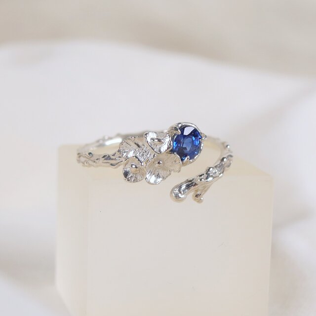 サファイアの花枝フリーサイズリング シルバー925 silver