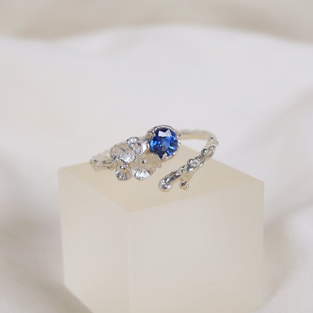 サファイアの花枝フリーサイズリング シルバー925 silver