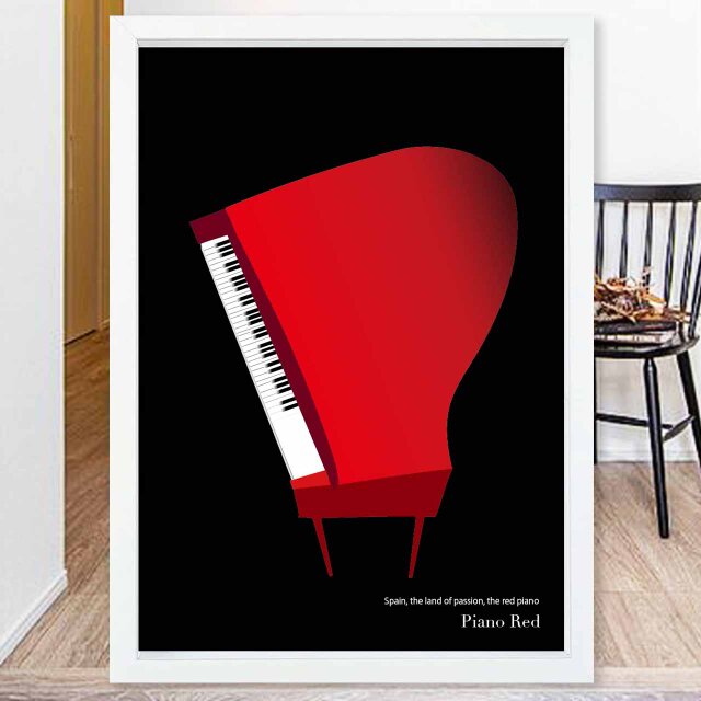 赤のピアノ　送料無料 　イラスト　A4〜A0　ポスター　アートポスター　アートsei検索新着順　3683