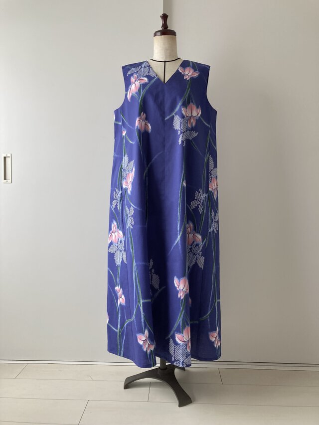 浴衣のAラインワンピース 菖蒲 | iichi 日々の暮らしを心地よく