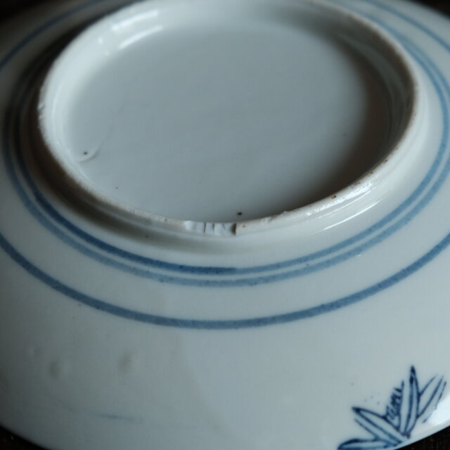 鉢■京焼手描き染付【平安 懐泉造】窓山里山水図菓子鉢 京都名工 青華 骨董品■ 名窯 オールドニッポン 瀬戸 千峰園系 陶精園 青花 手描き鳳凰染