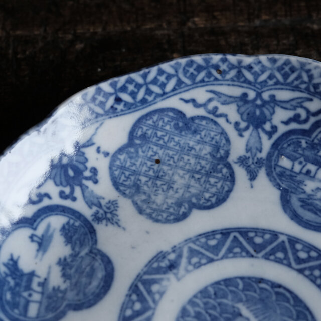古美術なデザイン◇時代物 印判七寸中皿 骨董・antiques 骨董の