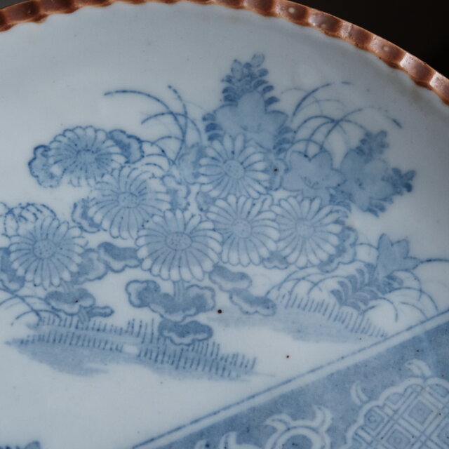 古伊万里　大皿　染付　花唐草　江戸時代　骨董品　アンティーク 古伊万里 大皿 染付 花唐草 江戸時代 骨董品 アンティーク 工芸品