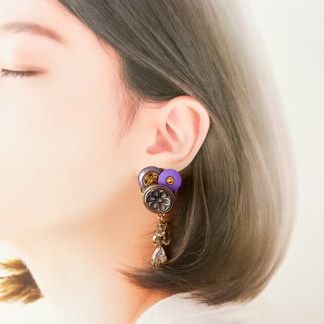 満開の紫陽花ロングピアス⁄イヤリング | *dandelion* ガラス
