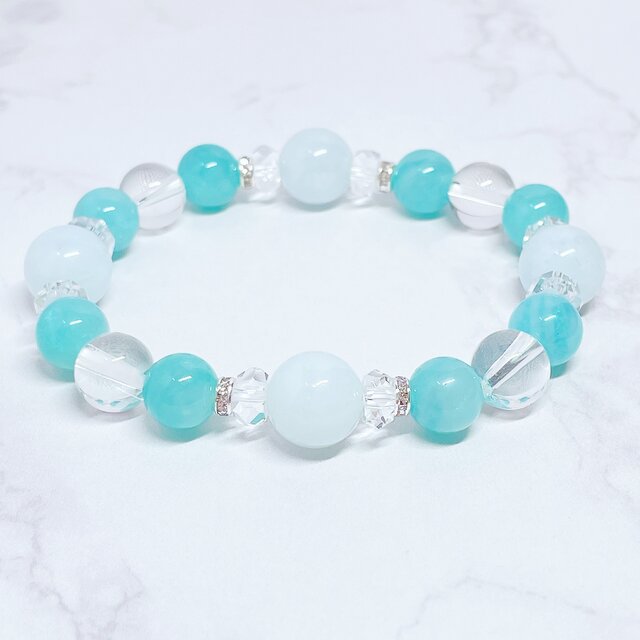 アクアマリンと天珠アマゾナイトと天珠 アクアマリン＆アマゾナイト 天然石のお店 ルヴルヴ