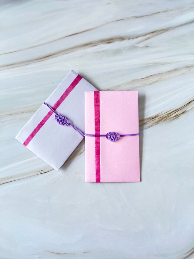 数量限定ポチ袋　桃花色×紅藤色セット《淡彩ｰ夏涼ｰ》のし袋　お車代　No.110のコピー