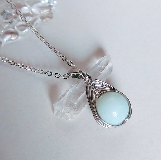 天然石】アマゾナイトのサージカルステンレス ネックレス