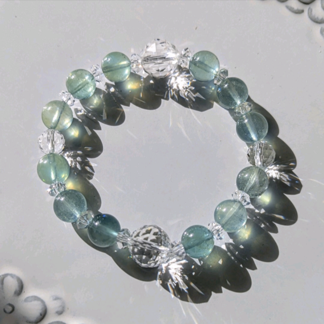 ✨アクアマリン＋ヘリオドール&クリアクォーツのブレスレット✨新しい学びと夢の実現に✨