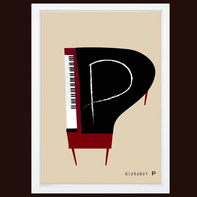 アルファベットP   ピアノ　送料無料 　イラスト　A4〜A0　ポスター　アートポスター　アートsei検索新着順　3684