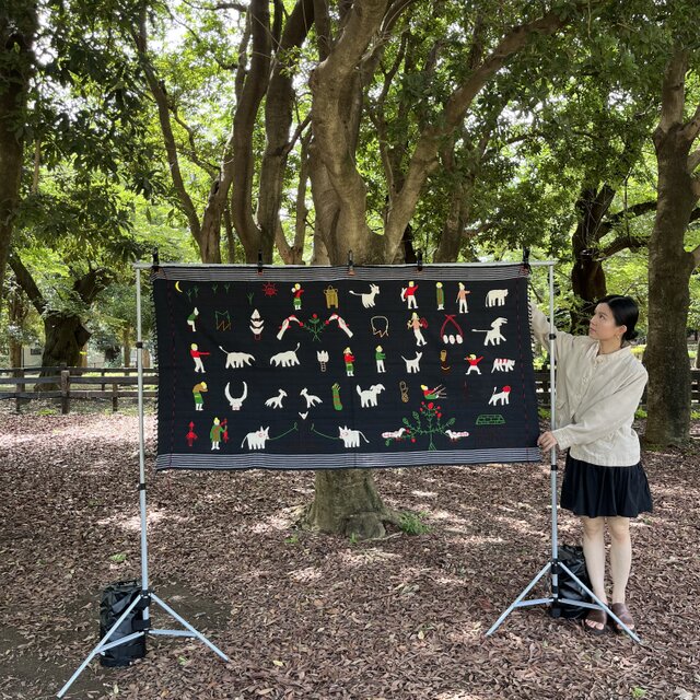 ミャンマー・チン族手刺繍布【ブラック】Lot.2