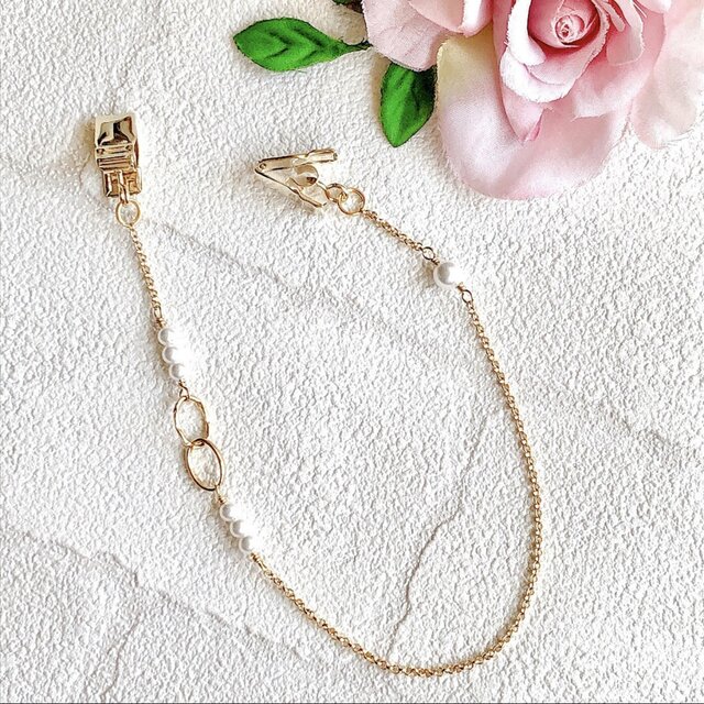 ダブルオーバルリングG 3連パール 帽子クリップ ハットクリップ