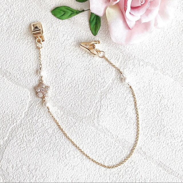 マイクロパヴェ  キュービックジルコニアフラワー 帽子クリップ ハットクリップ