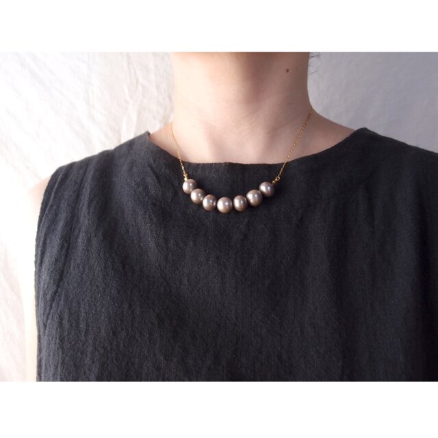 【K14gf】Greige Pearl Necklace／グレージュ パールネックレス