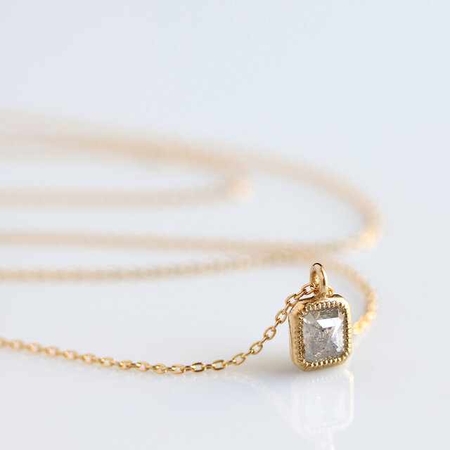 K18 ローズカット・ダイヤモンドネックレス 〈オクタゴン・ホワイト〉