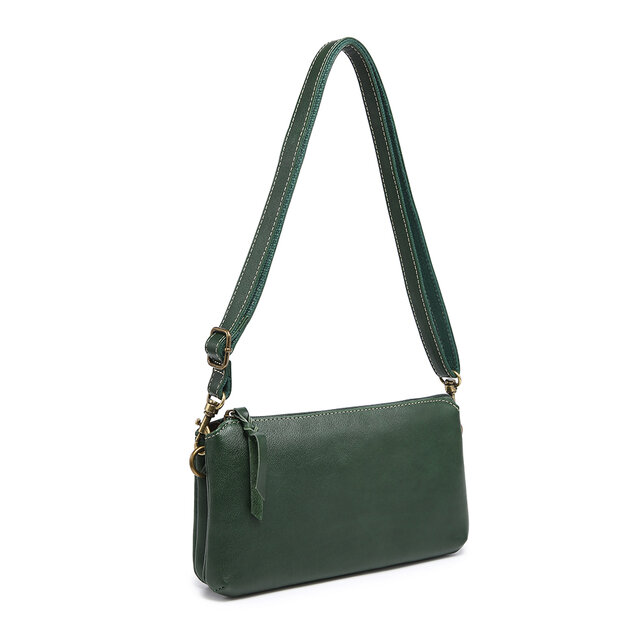 グリーンレザーハンドバッグ テクスチャー仕上げ レディース グリーン