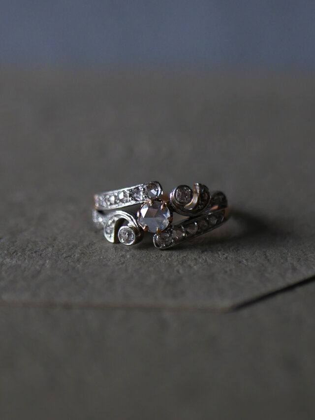 【FR-58】ローズカットダイヤモンド　K18　指輪　フランスアンティーク　アンティークジュエリー