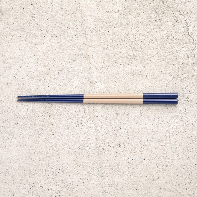 漆のお箸　しろおび 青