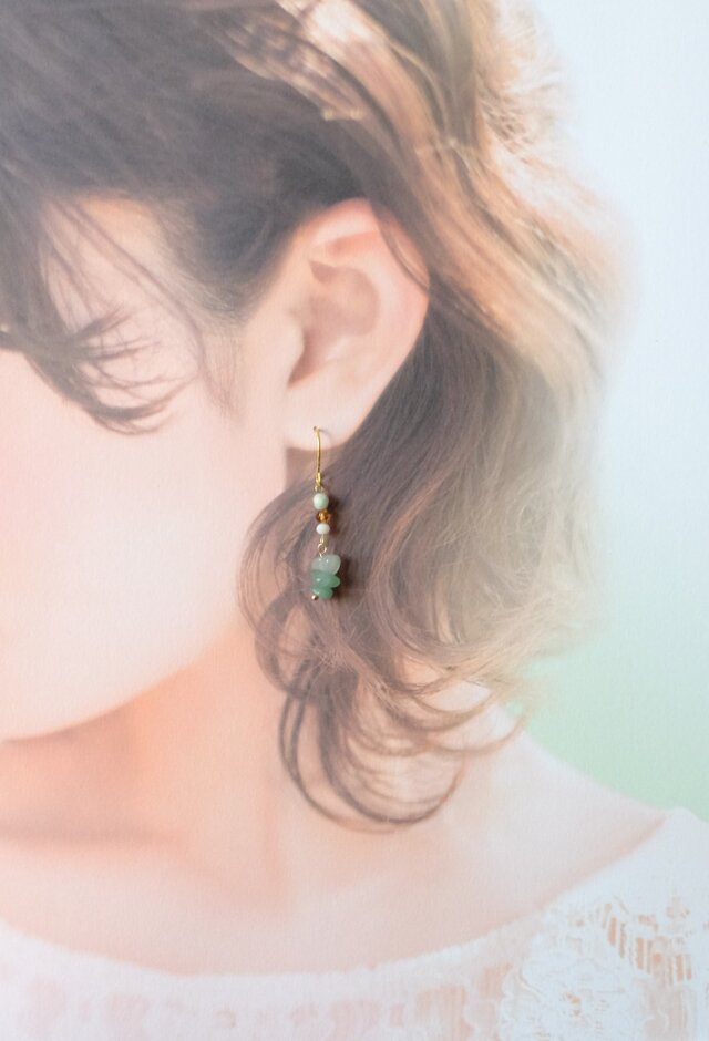 G53【天然石 グリーンアベンチュリン】優しい色味のくすみカラーの