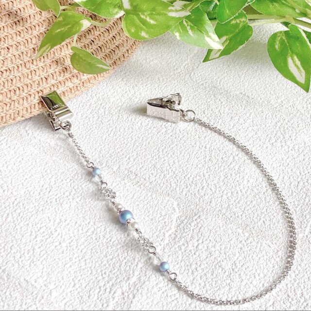 貴和クリスタルパール《イラデサント ライトブルー》帽子クリップ ハットクリップ