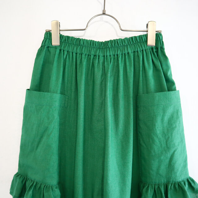 ruk☆ 新品未試着　OHGA POCKET FRILL Sサイズ コットンセルビッチシャンブレー切替ワンピース（fu_dueka::）の