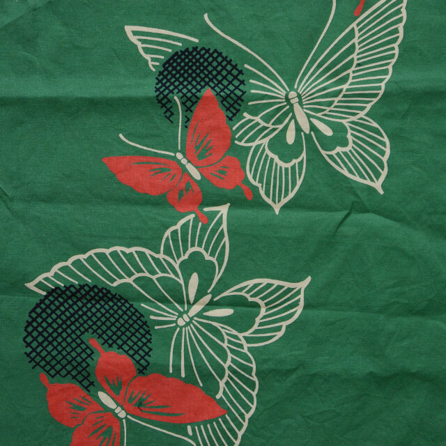 昭和中期 木綿 蝶々柄 端切れ古布｜ジャパンヴィンテージ 和柄 はぎれ テキスタイル リメイク素材