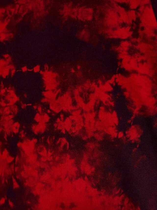 タイダイ Tシャツ XLサイズ ブラック×レッド ムラ染め Hippies Dye