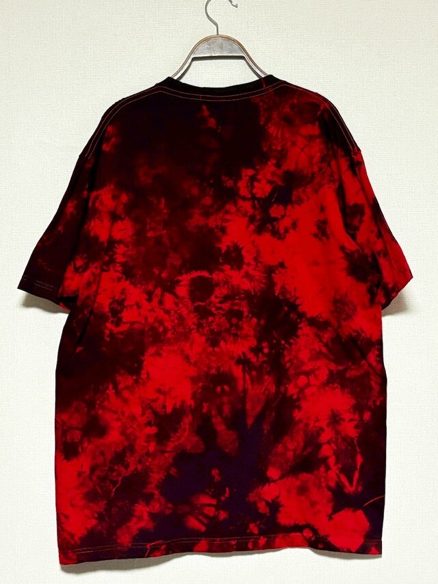 Appare!　タイダイTシャツ タイダイ Tシャツ XLサイズ ブラック×レッド ムラ染め Hippies Dye
