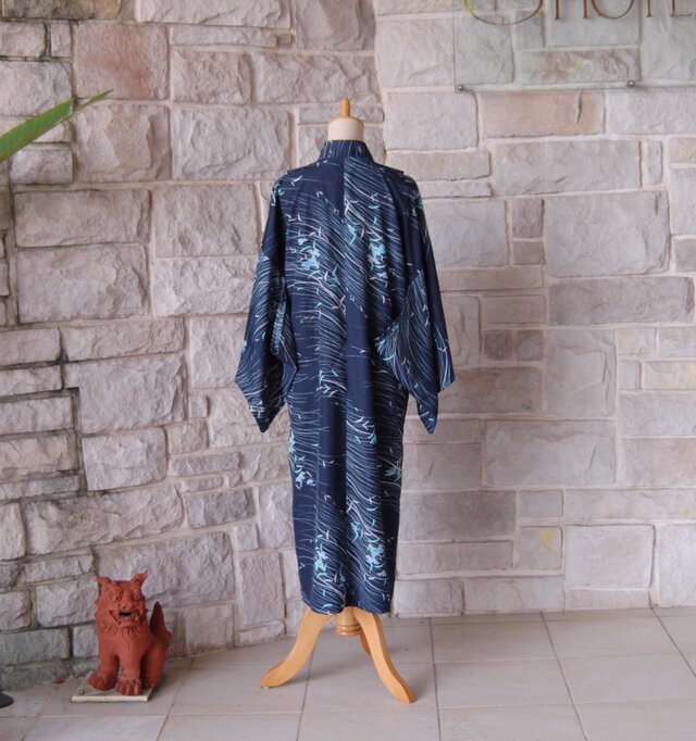 ◆一点物 着物リメイクワンピース◆ハンドメイド ストール付リメイクワンピース 感謝の¥5000off＊【一点モノ】大島紬 着物リメイク ギャザー